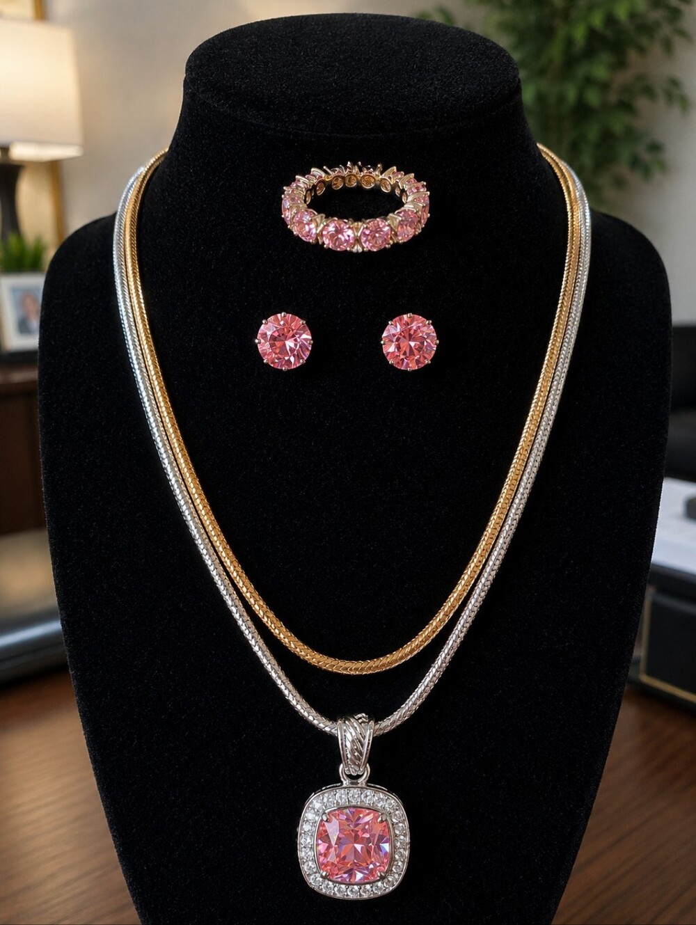 Park Lane Viper Necklace With Pink Crystal Pendant, Bracelet and Pink Impression